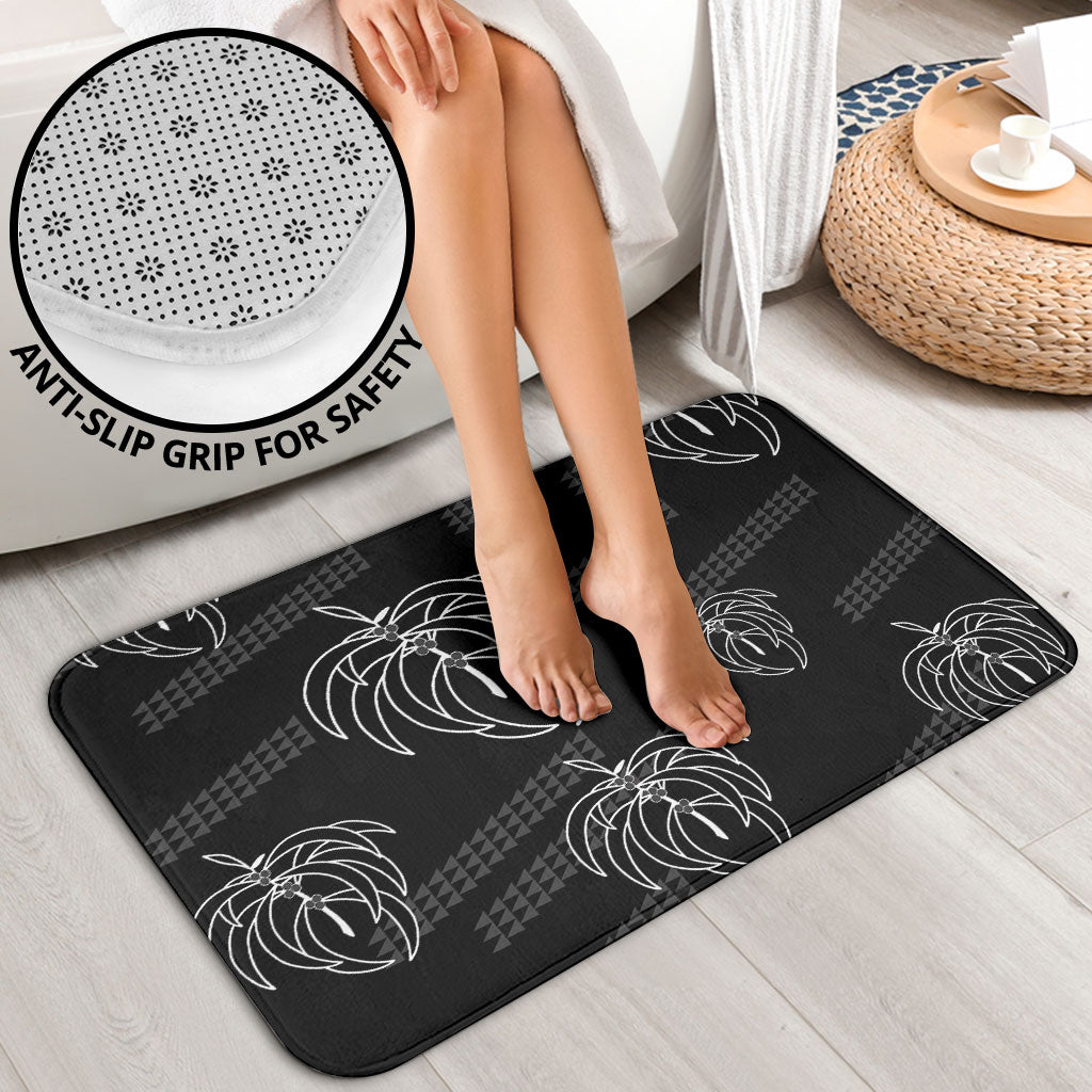 Aloha Hawaii Acacia Koa Leaves Bathroom Set Black Kakau Tribal Pattern LT05 - Polynesian Pride