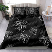 Aloha Hawaii Acacia Koa Leaves Bedding Set Black Kakau Tribal Pattern