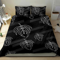 Aloha Hawaii Acacia Koa Leaves Bedding Set Black Kakau Tribal Pattern