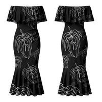 Aloha Hawaii Acacia Koa Leaves Family Matching Mermaid Dress and Hawaiian Shirt Black Kakau Tribal Pattern LT05 Mom's Dress Black - Polynesian Pride