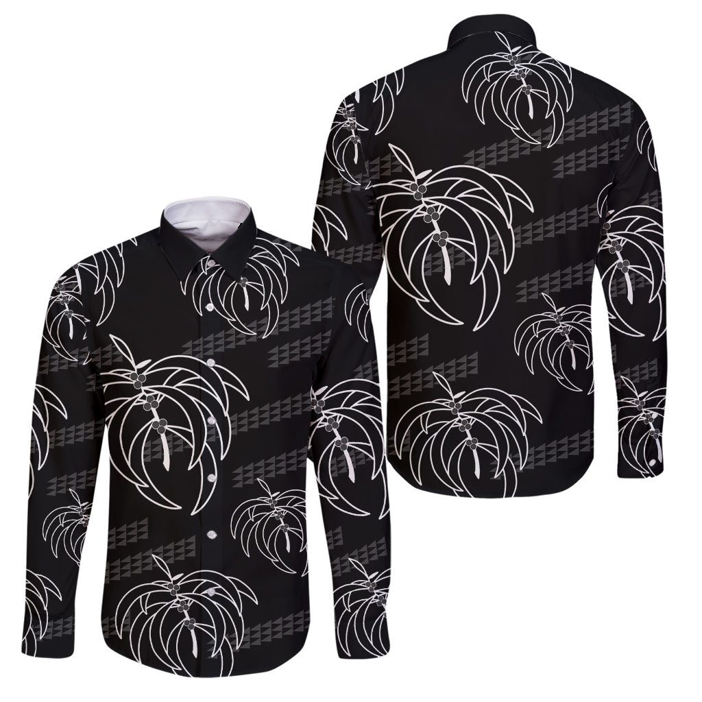 Aloha Hawaii Acacia Koa Leaves Family Matching Mermaid Dress and Hawaiian Shirt Black Kakau Tribal Pattern LT05 Dad's Shirt - Long Sleeve Black - Polynesian Pride