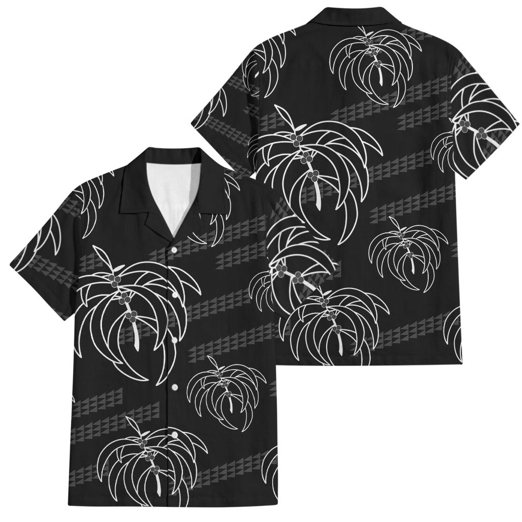 Aloha Hawaii Acacia Koa Leaves Family Matching Off Shoulder Maxi Dress and Hawaiian Shirt Black Kakau Tribal Pattern LT05 Dad's Shirt - Short Sleeve Black - Polynesian Pride