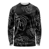 Aloha Hawaii Acacia Koa Leaves Long Sleeve Shirt Black Kakau Tribal Pattern