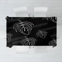 Aloha Hawaii Acacia Koa Leaves Tablecloth Black Kakau Tribal Pattern