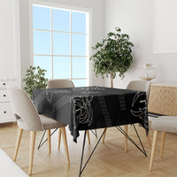 Aloha Hawaii Acacia Koa Leaves Tablecloth Black Kakau Tribal Pattern