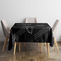 Aloha Hawaii Acacia Koa Leaves Tablecloth Black Kakau Tribal Pattern