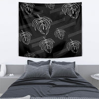 Aloha Hawaii Acacia Koa Leaves Tapestry Black Kakau Tribal Pattern