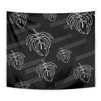 Aloha Hawaii Acacia Koa Leaves Tapestry Black Kakau Tribal Pattern