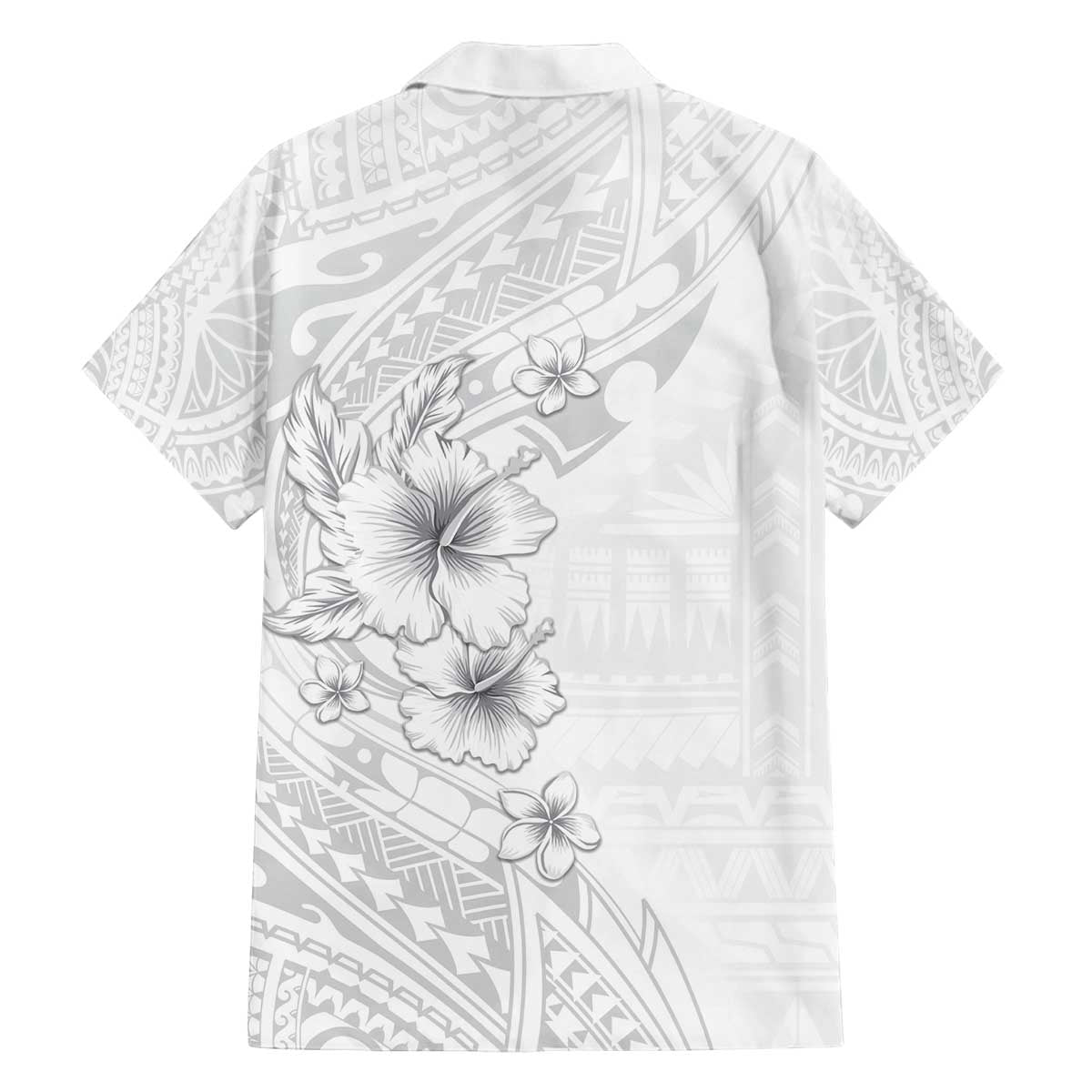 Lotu Tamaiti Samoa Family Matching Off Shoulder Short Dress and Hawaiian Shirt White Sunday Polynesian Tribal Pattern Elegant Style