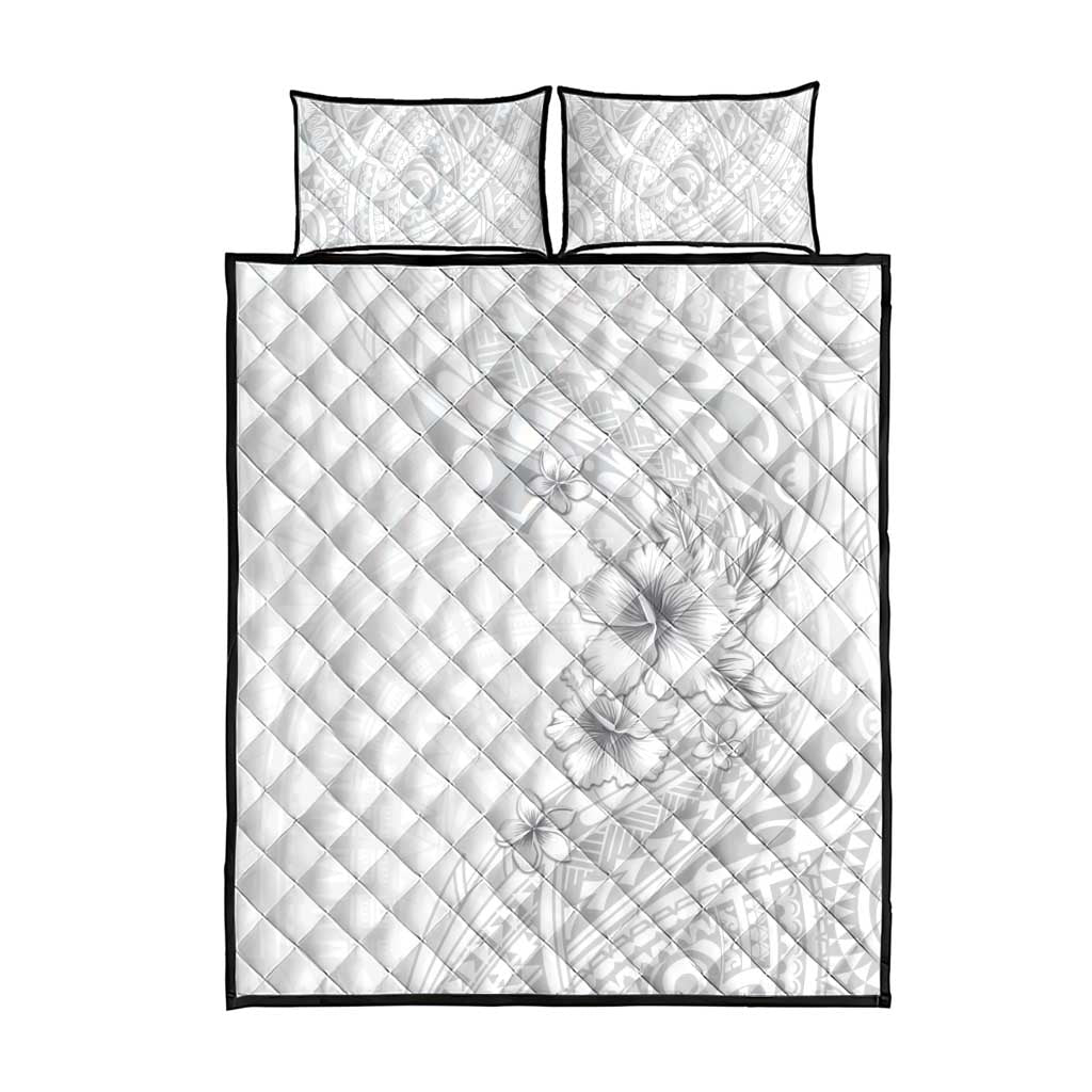 Lotu Tamaiti Samoa Quilt Bed Set White Sunday Polynesian Tribal Pattern Elegant Style