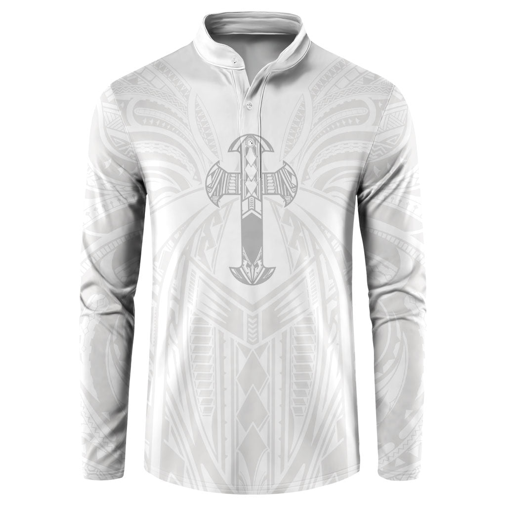 Samoa Christian Button Sweatshirt Rooted In Christ Polynesian Cross