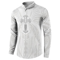 Samoa Christian Button Sweatshirt Rooted In Christ Polynesian Cross