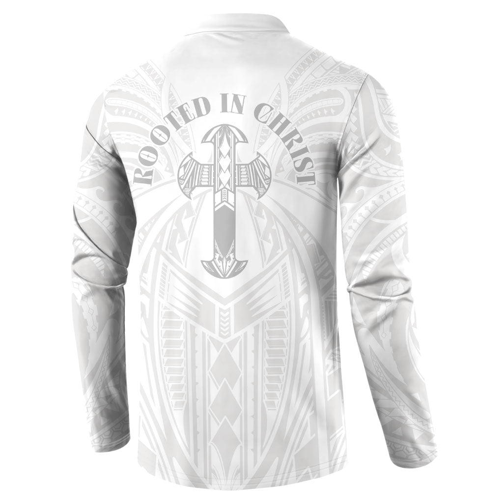 Samoa Christian Button Sweatshirt Rooted In Christ Polynesian Cross