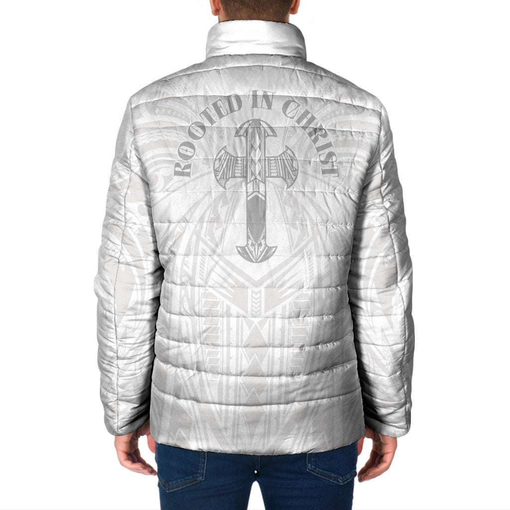 Samoa Christian Padded Jacket Rooted In Christ Polynesian Cross