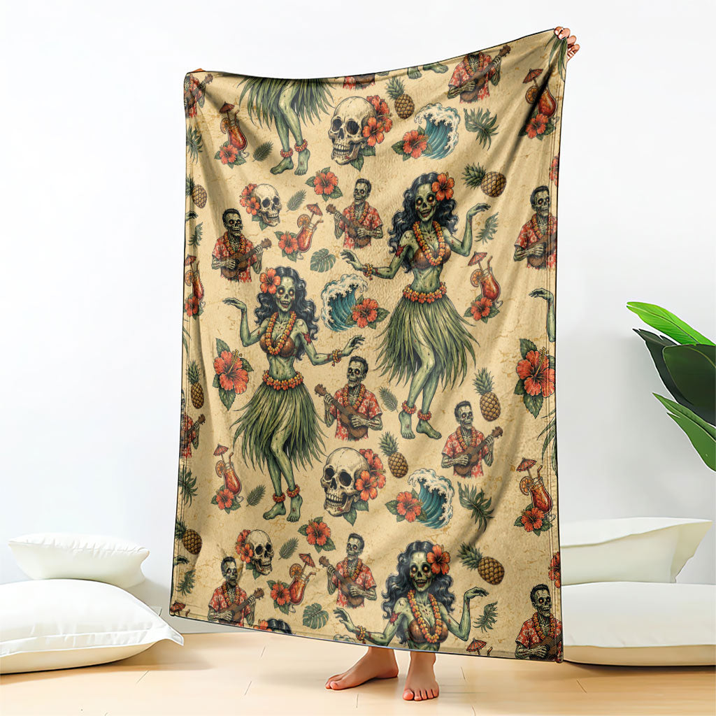 Hawaii Halloween Blanket Spooky Tropical Hula Zombie