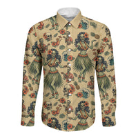 Hawaii Halloween Long Sleeve Button Shirt Spooky Tropical Hula Zombie
