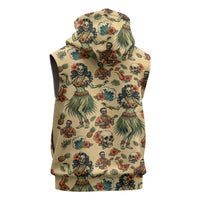 Hawaii Halloween Sleeveless Hoodie Spooky Tropical Hula Zombie