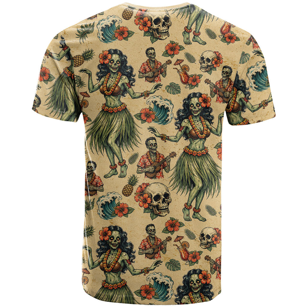 Hawaii Halloween T Shirt Spooky Tropical Hula Zombie