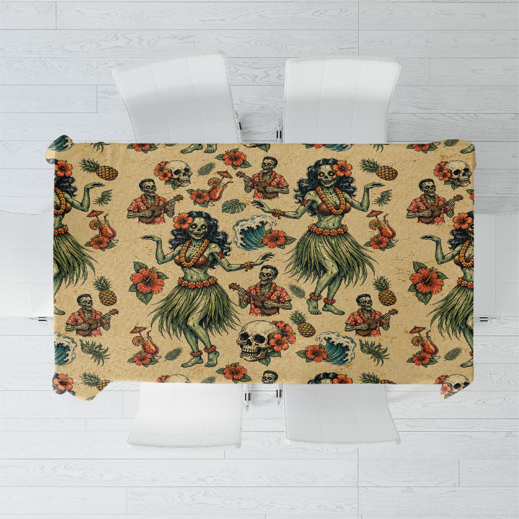 Hawaii Halloween Tablecloth Spooky Tropical Hula Zombie