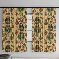 Hawaii Halloween Window Curtain Spooky Tropical Hula Zombie