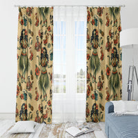 Hawaii Halloween Window Curtain Spooky Tropical Hula Zombie