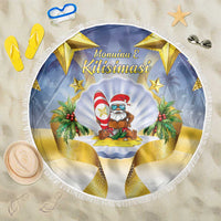 Niue Christmas Beach Blanket Seashell Santa Beach Vibes - Polynesian Pride