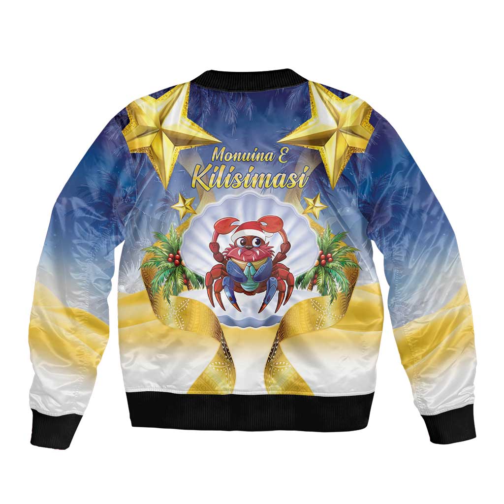 Niue Christmas Bomber Jacket Seashell Santa Beach Vibes - Polynesian Pride