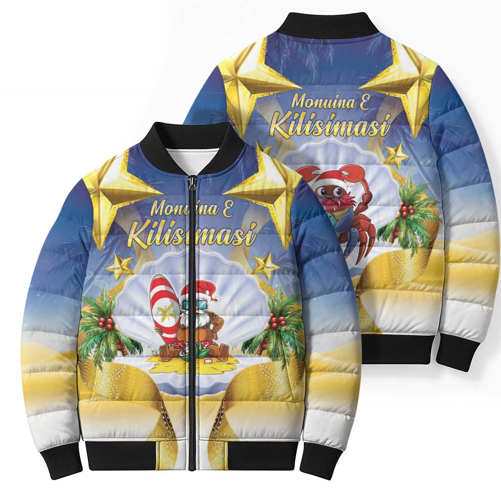 Niue Christmas Bomber Puffer Jacket Seashell Santa Beach Vibes - Polynesian Pride