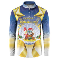 Niue Christmas Button Sweatshirt Seashell Santa Beach Vibes - Polynesian Pride