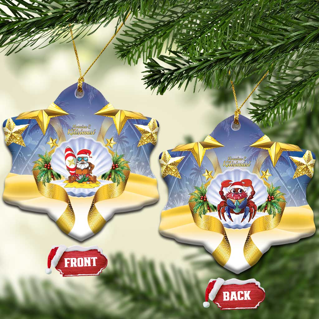 Niue Christmas Ceramic Ornament Seashell Santa Beach Vibes - Polynesian Pride
