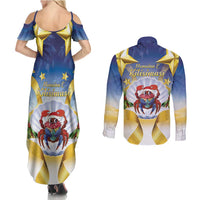 Niue Christmas Couples Matching Summer Maxi Dress and Long Sleeve Button Shirt Seashell Santa Beach Vibes - Polynesian Pride