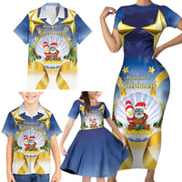 Niue Christmas Family Matching Short Sleeve Bodycon Dress and Hawaiian Shirt Seashell Santa Beach Vibes - Polynesian Pride