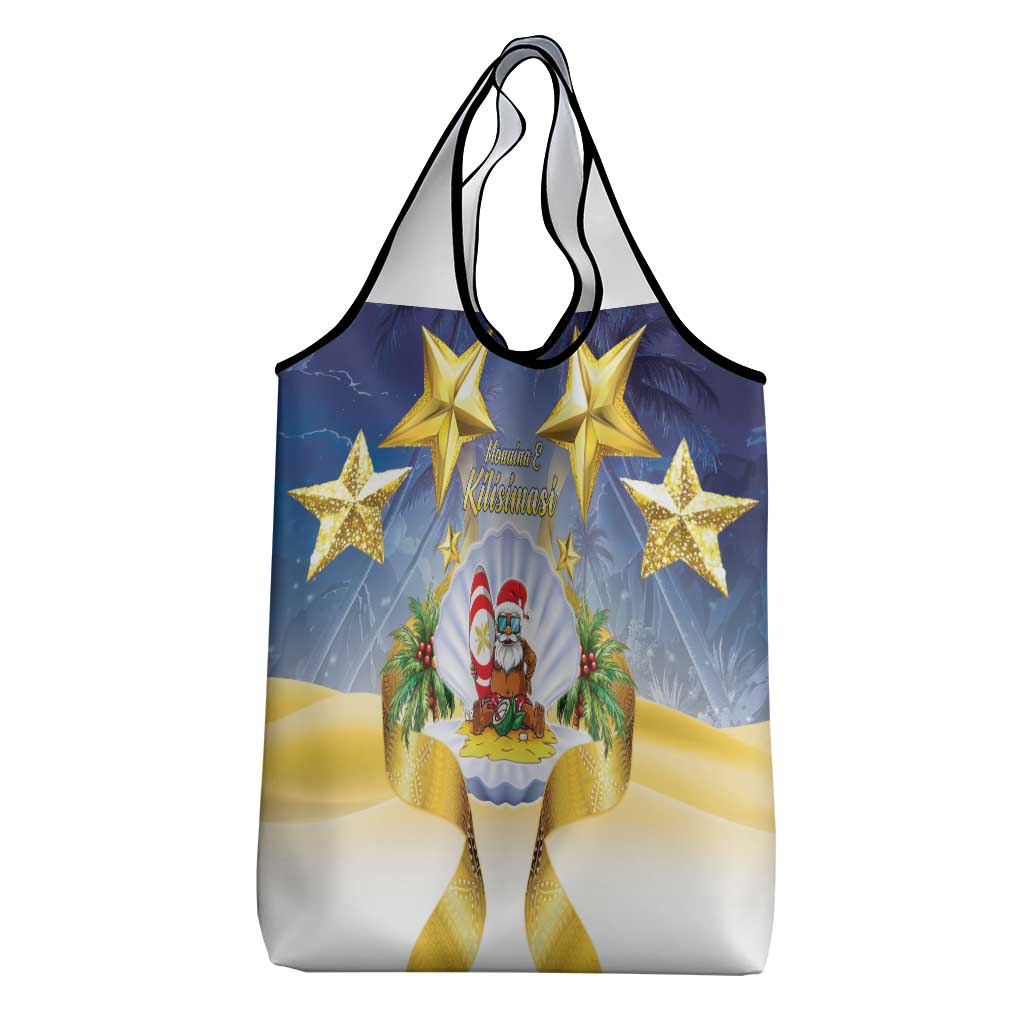 Niue Christmas Grocery Bag Seashell Santa Beach Vibes - Polynesian Pride