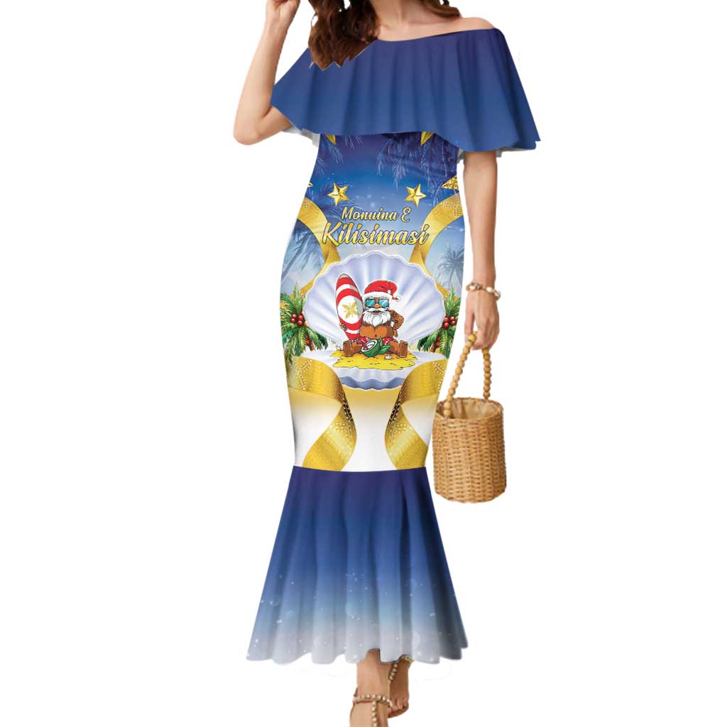 Niue Christmas Mermaid Dress Seashell Santa Beach Vibes - Polynesian Pride