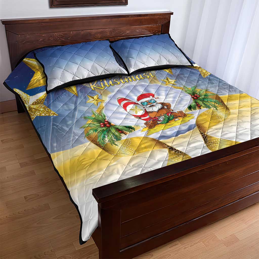 Niue Christmas Quilt Bed Set Seashell Santa Beach Vibes - Polynesian Pride