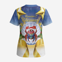 Niue Christmas Scrub Top Seashell Santa Beach Vibes - Polynesian Pride