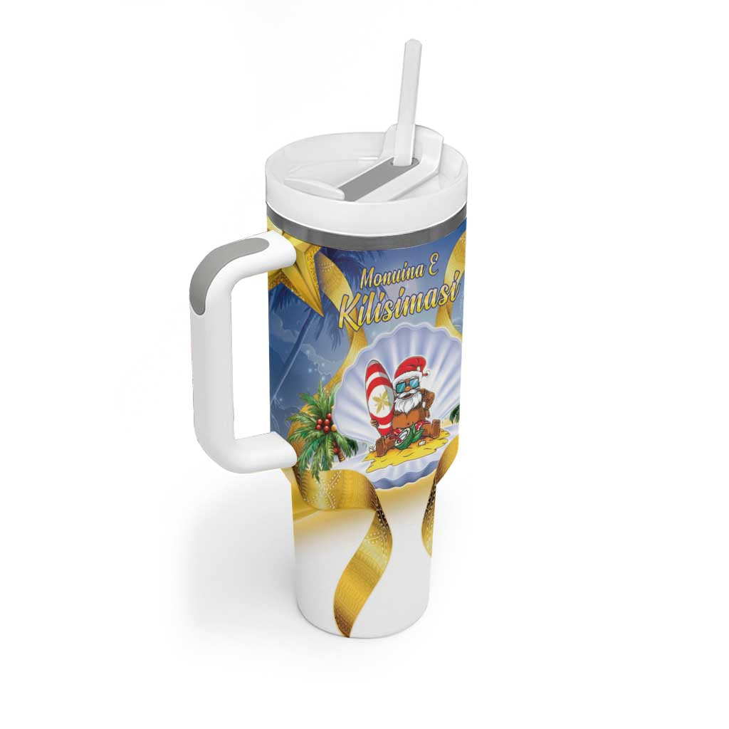 Niue Christmas Tumbler With Handle Seashell Santa Beach Vibes - Polynesian Pride