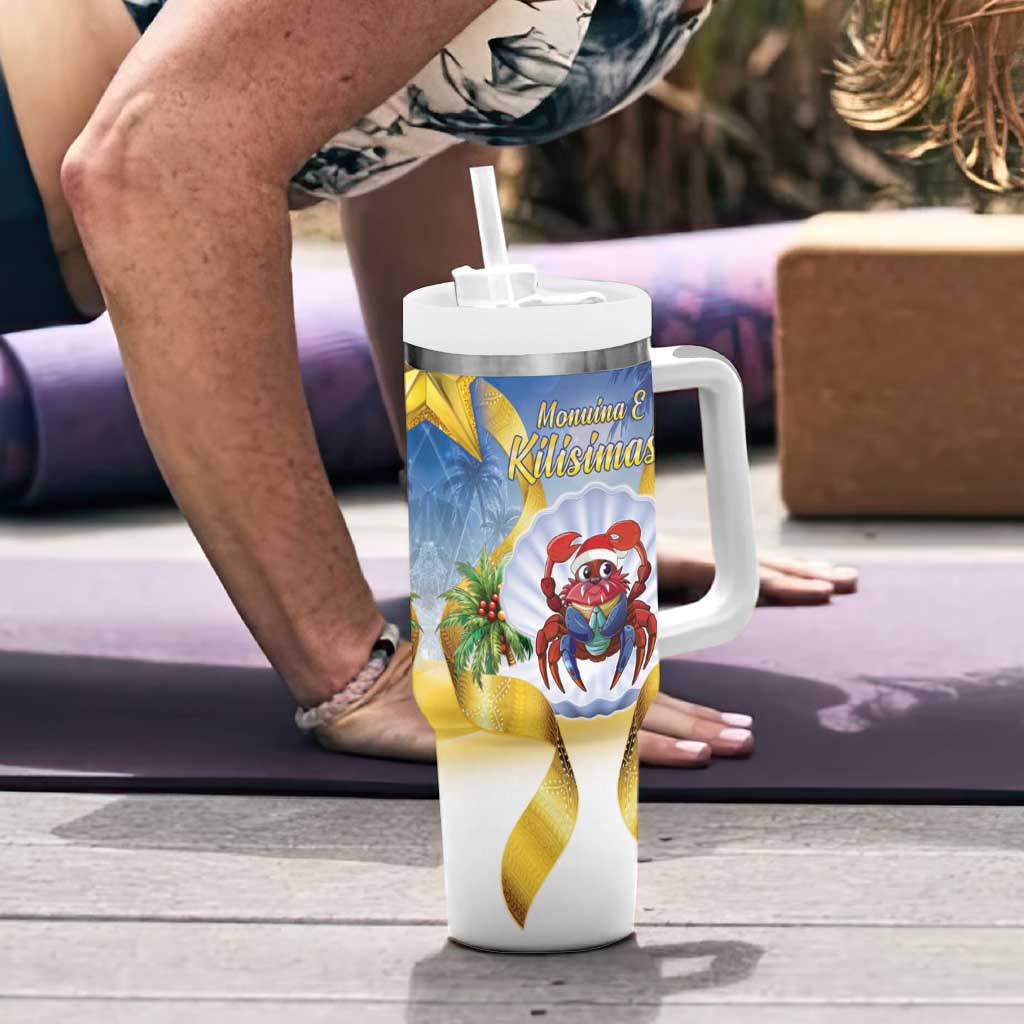Niue Christmas Tumbler With Handle Seashell Santa Beach Vibes - Polynesian Pride