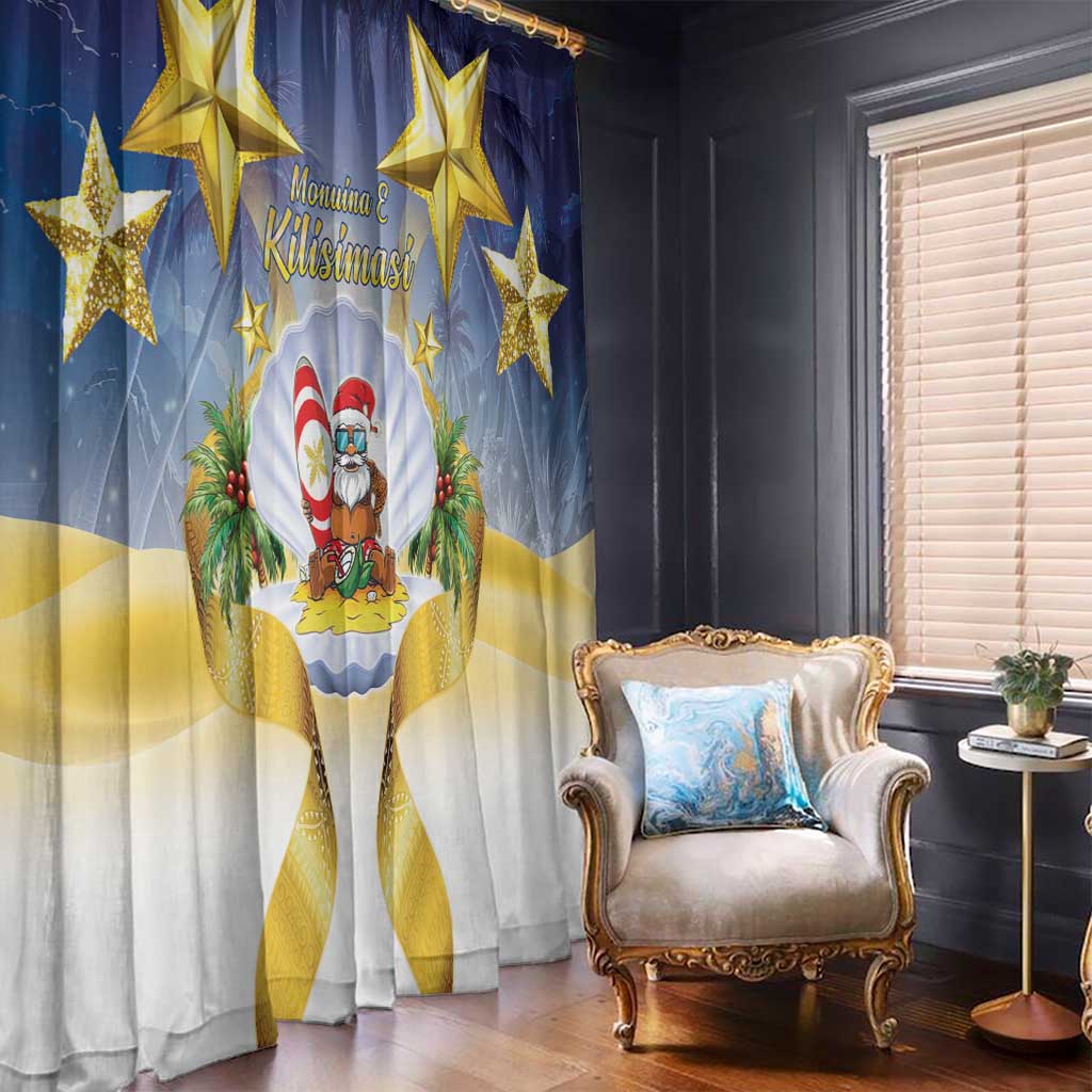 Niue Christmas Window Curtain Seashell Santa Beach Vibes - Polynesian Pride