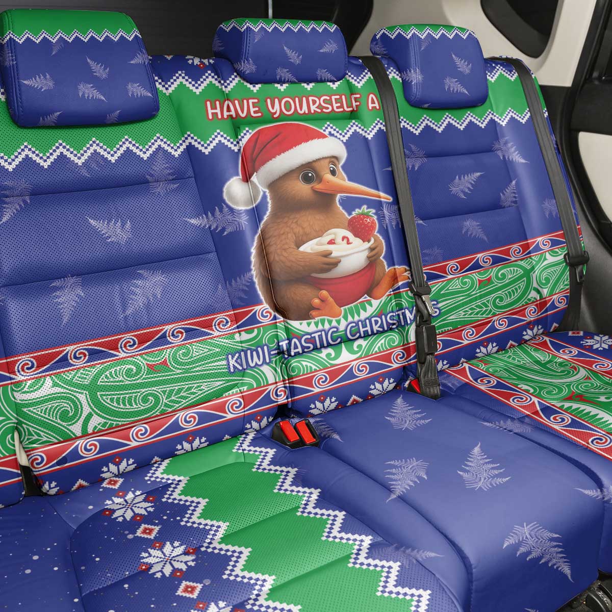 New Zealand Christmas Back Car Seat Cover Have Yourself A Kiwi-tastic Christmas - Polynesian Pride