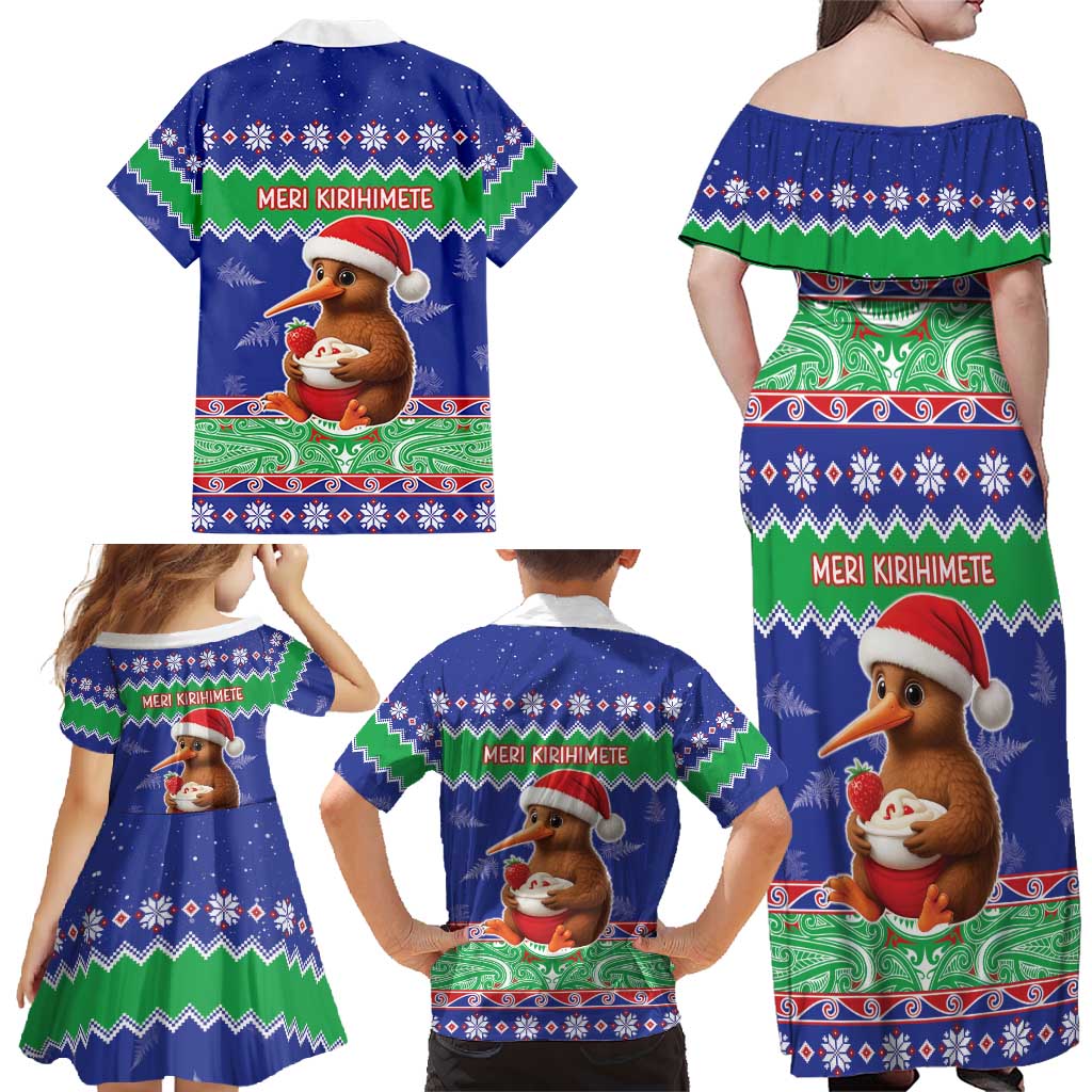 New Zealand Christmas Family Matching Off Shoulder Maxi Dress and Hawaiian Shirt Have Yourself A Kiwi-tastic Christmas - Polynesian Pride
