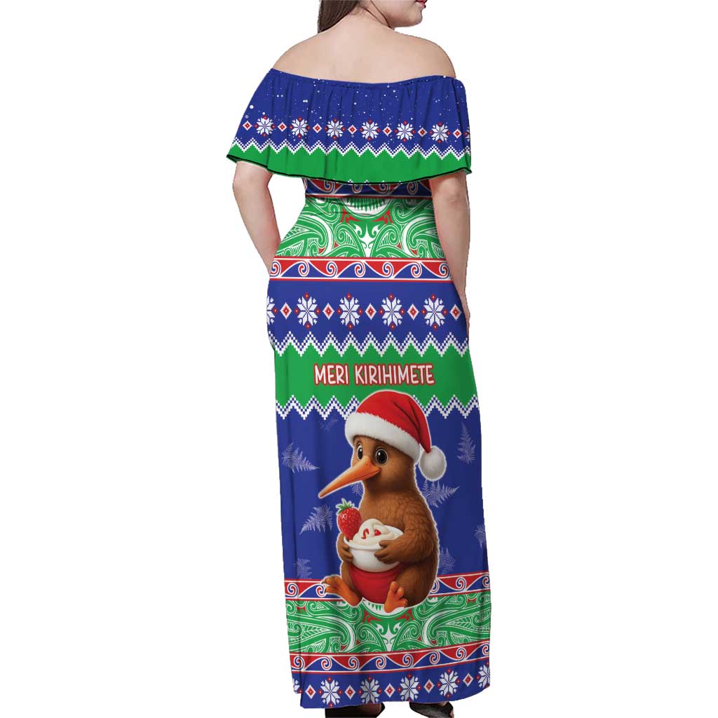 New Zealand Christmas Family Matching Off Shoulder Maxi Dress and Hawaiian Shirt Have Yourself A Kiwi-tastic Christmas - Polynesian Pride