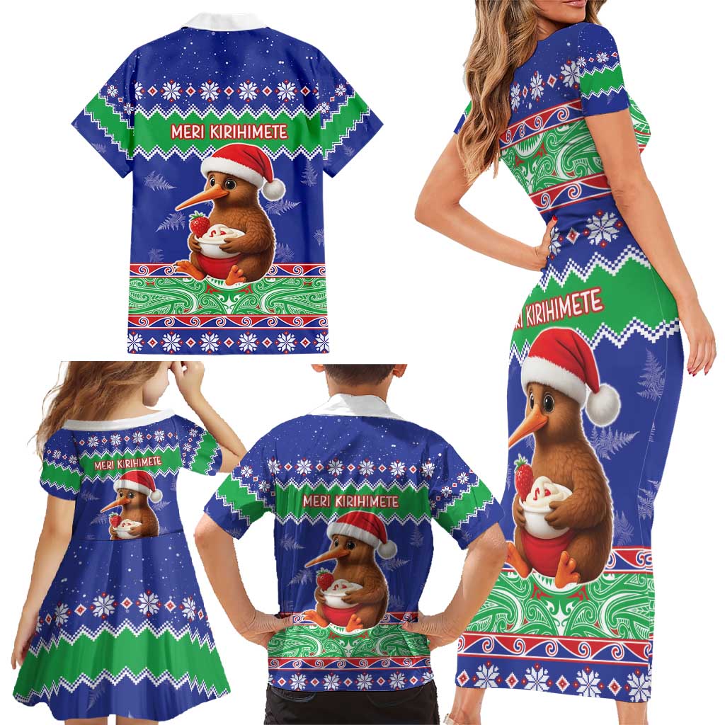 New Zealand Christmas Family Matching Short Sleeve Bodycon Dress and Hawaiian Shirt Have Yourself A Kiwi-tastic Christmas - Polynesian Pride