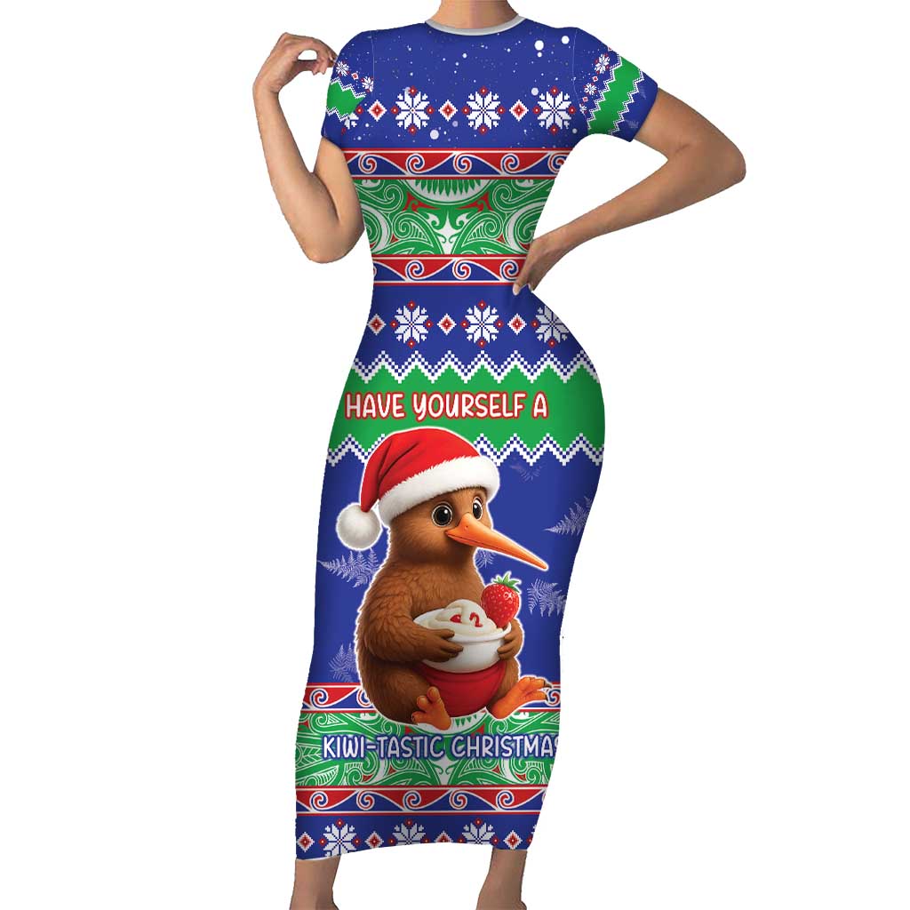 New Zealand Christmas Family Matching Short Sleeve Bodycon Dress and Hawaiian Shirt Have Yourself A Kiwi-tastic Christmas - Polynesian Pride