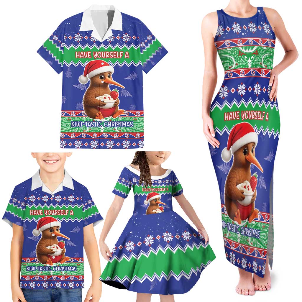 New Zealand Christmas Family Matching Tank Maxi Dress and Hawaiian Shirt Have Yourself A Kiwi-tastic Christmas - Polynesian Pride