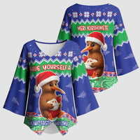 New Zealand Christmas Kimono Sleeve Blouse Have Yourself A Kiwi-tastic Christmas - Polynesian Pride