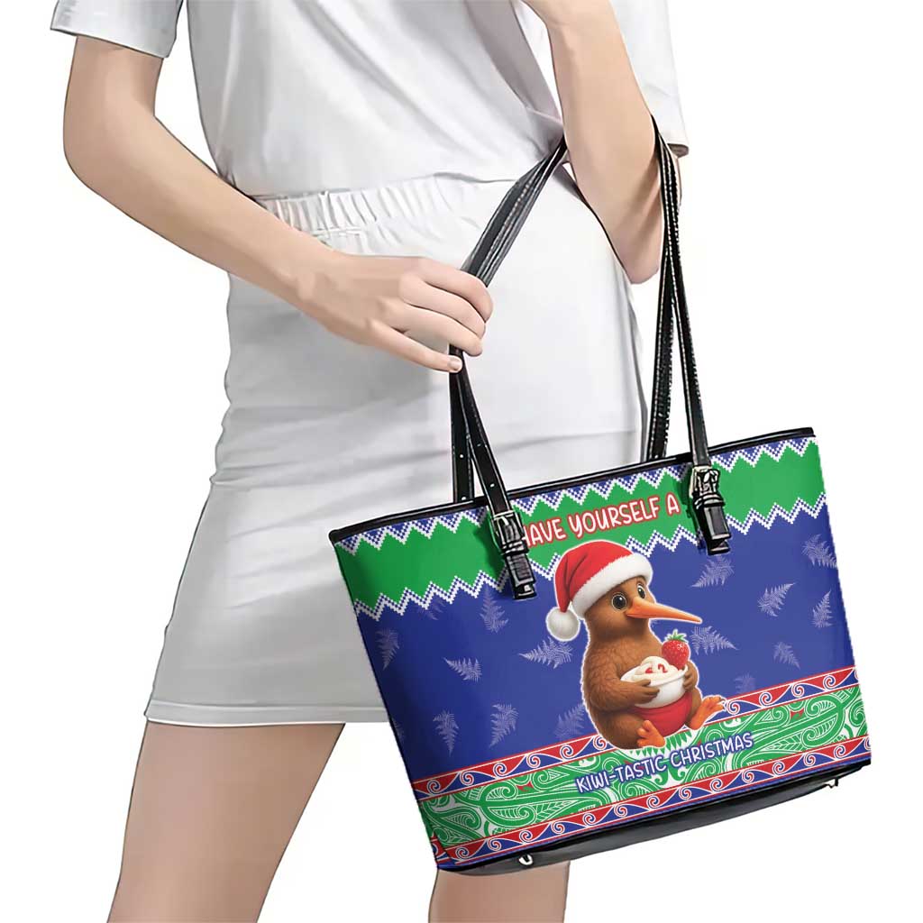 New Zealand Christmas Leather Tote Bag Have Yourself A Kiwi-tastic Christmas - Polynesian Pride