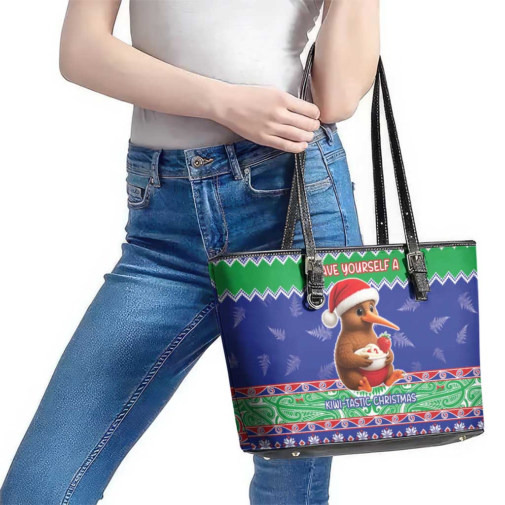 New Zealand Christmas Leather Tote Bag Have Yourself A Kiwi-tastic Christmas - Polynesian Pride