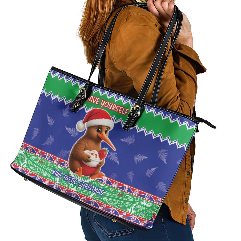 New Zealand Christmas Leather Tote Bag Have Yourself A Kiwi-tastic Christmas - Polynesian Pride