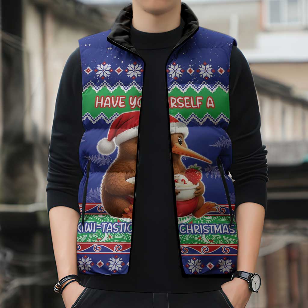 New Zealand Christmas Sleeveless Puffer Jacket Have Yourself A Kiwi-tastic Christmas - Polynesian Pride